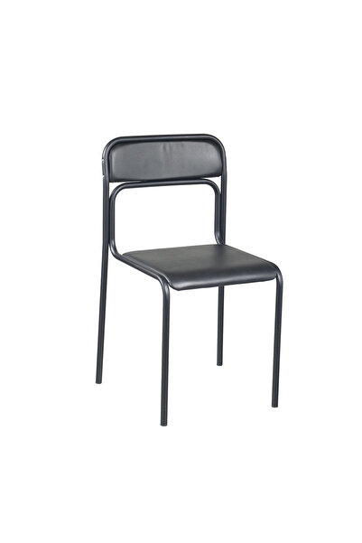 Concept Mobili Καρέκλα επισκέπτη ASMITA Μαύρη, Μαύρο τεχνητό Δερμάτινο