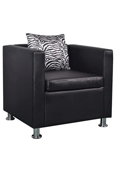 Concept Πολυθρόνα, μαύρη, οικολογικό Δερμάτινο