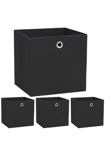 Concept Κουτιά αποθήκευσης, 4 τεμάχια, μη υφασμένο υλικό, 32x32x32 cm, Μαύρο