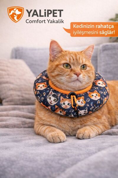 yalıpet Ayarlanabilir Kedi Köpek Boyunluk | Ameliyat Sonrası | Tek Beden Ayarlanabilir Çıtçıtlı Yaka