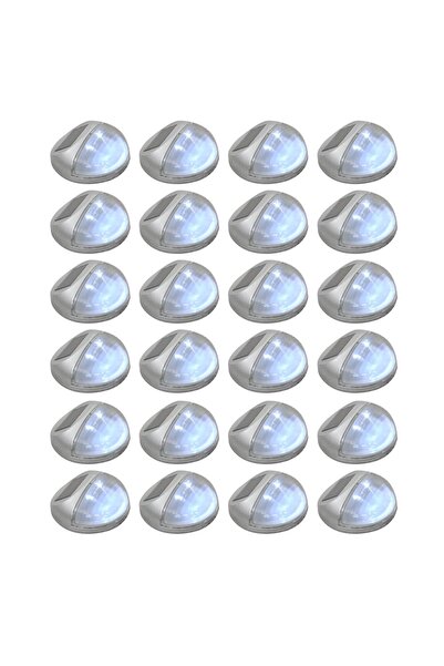 Concept Lămpi solare de perete exterior 24 buc. argintiu rotund LED