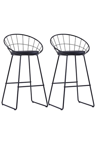 Concept Σκαμπό μπαρ, 2 τεμ., μαύρο, οικολογικό Δερμάτινο