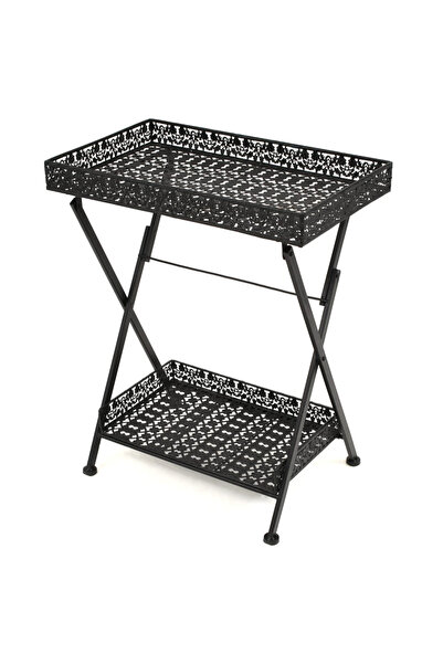 Concept Măsuță de ceai pliabilă stil vintage negru 58x35x72 cm metal