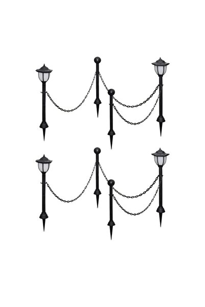 Concept Lămpi solare, 4 buc., cu gard de lanț și țăruși