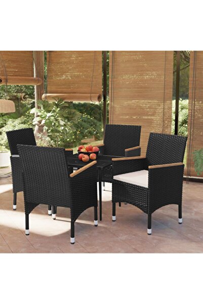 Concept Σετ επίπλων κήπου, με μαξιλάρια, 5 τεμάχια, μαύρο