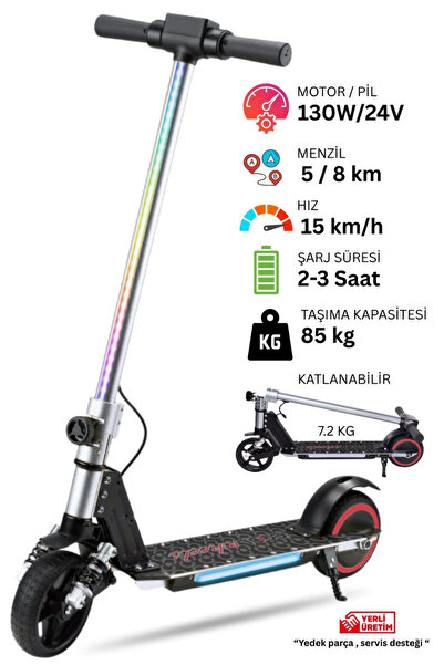Cool Wheels Elektrikli LED Işıklı Katlanabilir Çocuk Scooter - Çift Frenli- Ç...