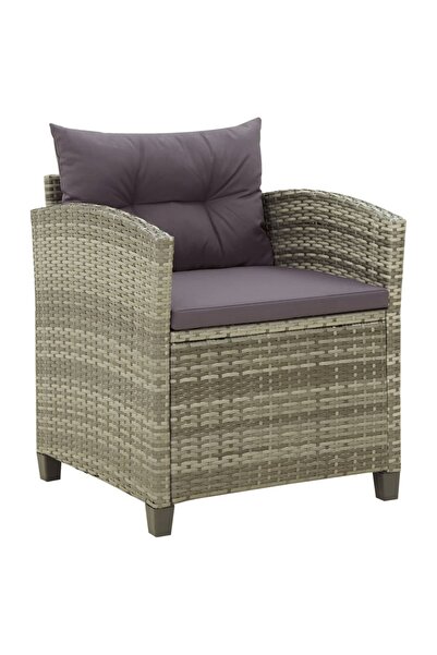 Concept Καρέκλα κήπου με γκρι μαξιλάρια, πολυρατάν