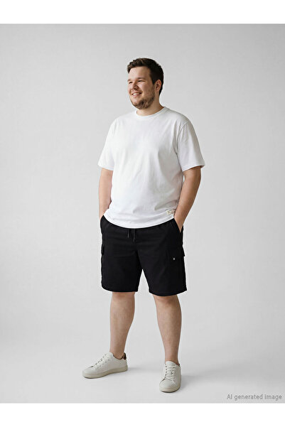 LC Waikiki Μαύρο ανδρικό σορτς Gabardine Cargo σε κανονική γραμμή