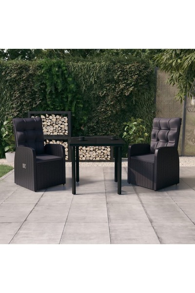 Concept Σετ επίπλων κήπου, με μαξιλάρια, 3 τεμάχια, μαύρο