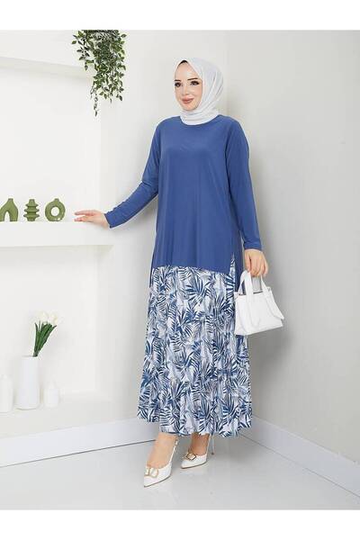 MODAMÜNASİP Palmiye Pattern Sandy Skirt Set