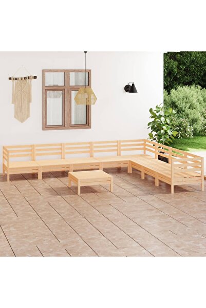 Concept Σετ επίπλων κήπου, 9 τεμάχια, από μασίφ ξύλο πεύκου