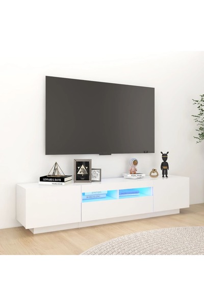 Concept Comodă TV cu lumini LED, alb, 180x35x40 cm