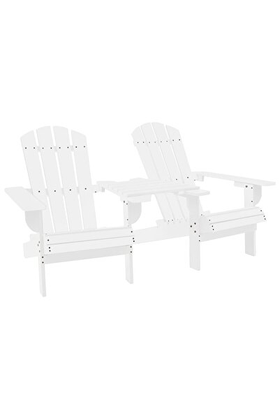 Concept Scaune de grădină Adirondack & masă ceai, alb, lemn masiv brad