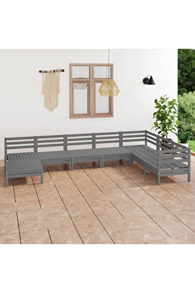 Concept Set mobilier de grădină, 8 piese, gri, lemn masiv de pin