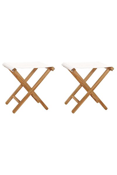 Concept Folding chairs, 2 pcs., cream white, solid teak wood & fabric