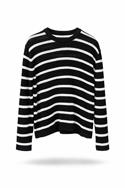 5in1Canpolat Black Striped Mercerized Knitwear 261032