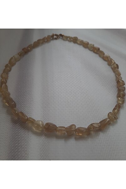 Shine Elagance Natural Stone Citrine Closures Steel Women's Necklace Gift