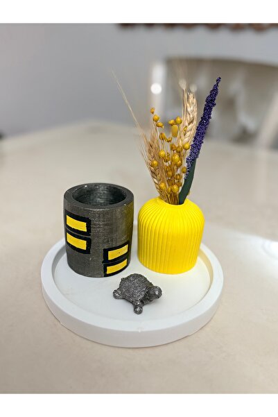 Store Dekoratif tabaklı vazo, biblo, kalemlik set