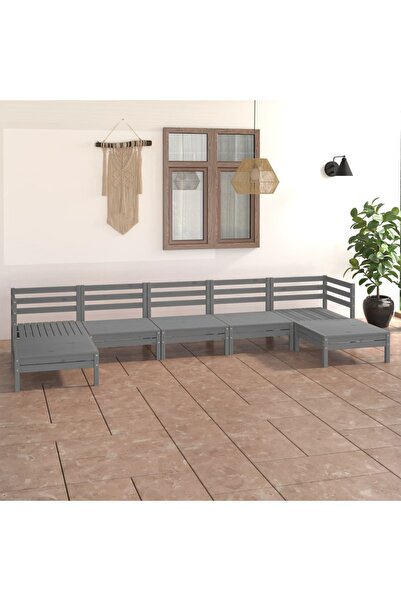 Concept Σετ επίπλων κήπου, 7 τεμάχια, γκρι, μασίφ ξύλο πεύκου