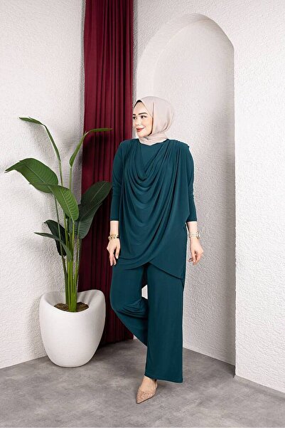 MODAMÜNASİP Önü Drapey Sandy Pant Suit