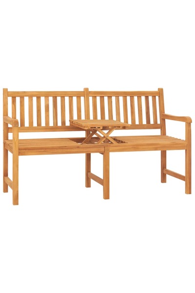 Concept Τριθέσιο παγκάκι κήπου με τραπέζι, 150 cm, από μασίφ ξύλο τικ