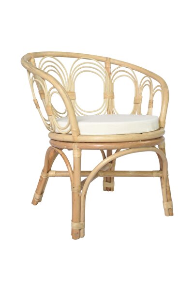 Concept Καρέκλα τραπεζαρίας με Μαξιλάρι, ράτταν και Λινό