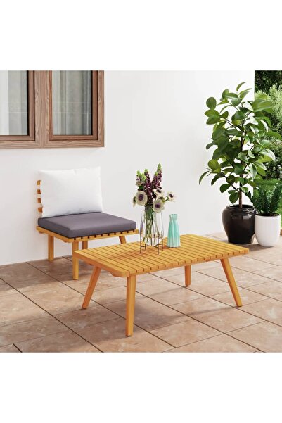 Concept Σετ επίπλων κήπου με μαξιλάρια, 2 τεμάχια, από μασίφ ξύλο ακακίας
