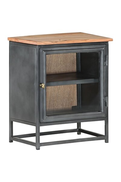 Concept Κομοδίνο, γκρι, 40x30x50 εκ., μασίφ ξύλο ακακίας