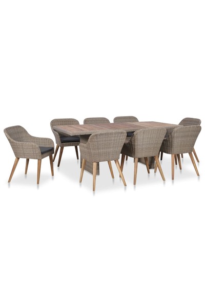 Concept Set mobilier de exterior cu perne, 9 piese, poliratan