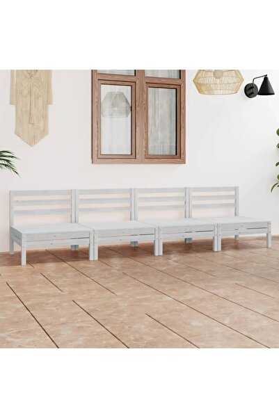 Concept Σετ επίπλων κήπου, 4 τεμάχια, λευκό, μασίφ ξύλο πεύκου