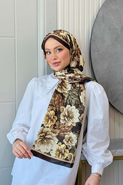 Hazamoda Floral Digital Shawl Coffee