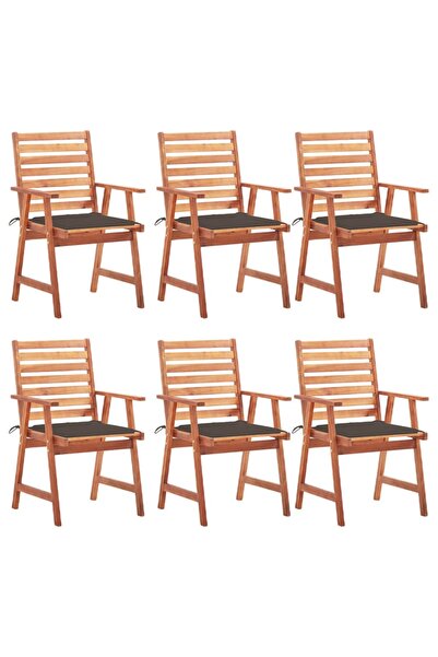 Concept Καρέκλες εξωτερικού χώρου με μαξιλάρια, 6 τεμ., από μασίφ ξύλο ακακίας