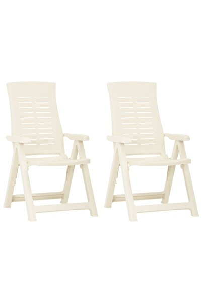 Concept Scaune de grădină rabatabile, 2 buc., alb, plastic