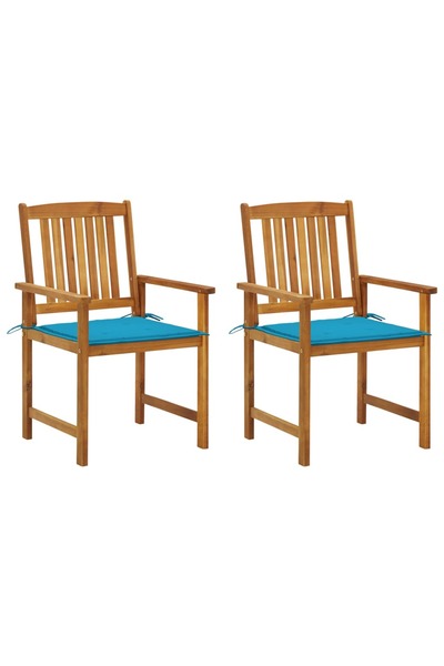 Concept Scaune regizor cu perne, 2 buc., lemn masiv acacia