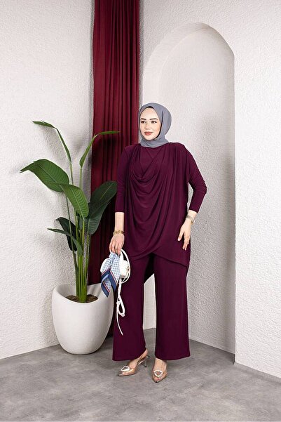 MODAMÜNASİP Önü Drapey Sandy Pant Suit