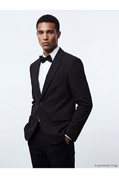 LC Waikiki Μαύρο ανδρικό σακάκι κοστουμιού στάνταρ