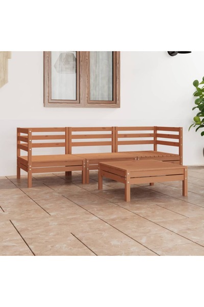 Concept Σετ επίπλων κήπου, 4 τεμάχια, μελί καφέ, μασίφ ξύλο πεύκου