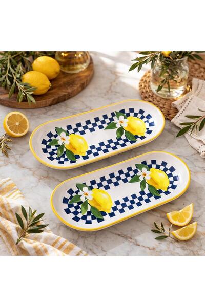 Keramika Lemon Pattern Noyan 26cm Kayak Plate 2 Pieces