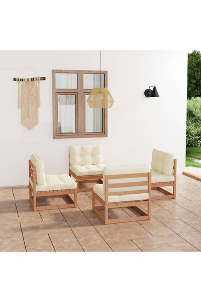 Concept Σετ επίπλων κήπου με μαξιλάρια, 4 τεμάχια, από μασίφ ξύλο πεύκου
