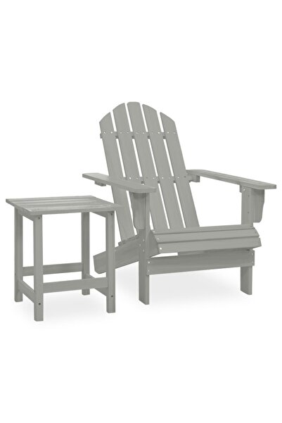 Concept Scaun de grădină Adirondack cu masă, gri, lemn masiv de brad