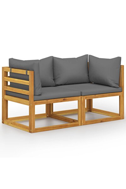 Concept Διθέσιο παγκάκι κήπου, σκούρα γκρι μαξιλάρια