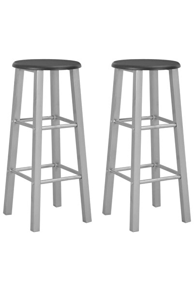 Concept Σκαμπό μπαρ, 2 τεμ., ασημί, MDF