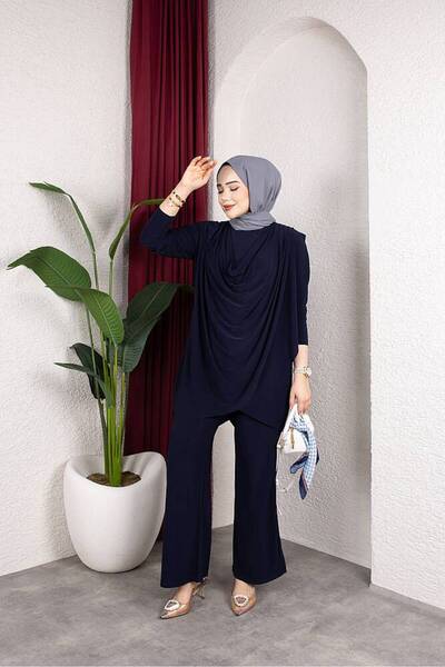 MODAMÜNASİP Önü Drapey Sandy Pant Suit