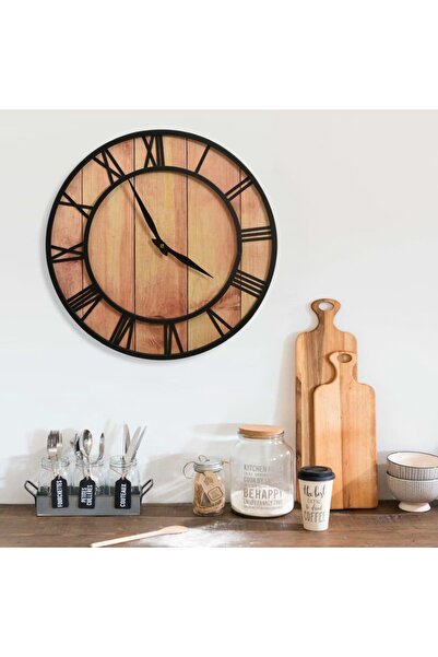 Concept Ceas de perete, maro și negru, 39 cm, fier și MDF