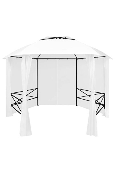 Concept Κιόσκι κήπου με κουρτίνες, λευκό, 360x312x265 cm, 180 g/m²