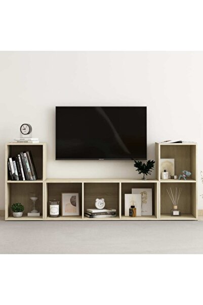 Concept Σετ ντουλαπιών τηλεόρασης, 3 τεμάχια, δρυς sonoma, μοριοσανίδα