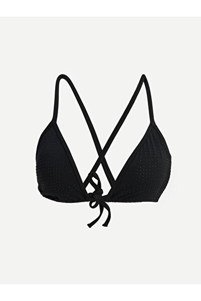 LC Waikiki Black Women's Bikini Top with Removable Pads and Stones