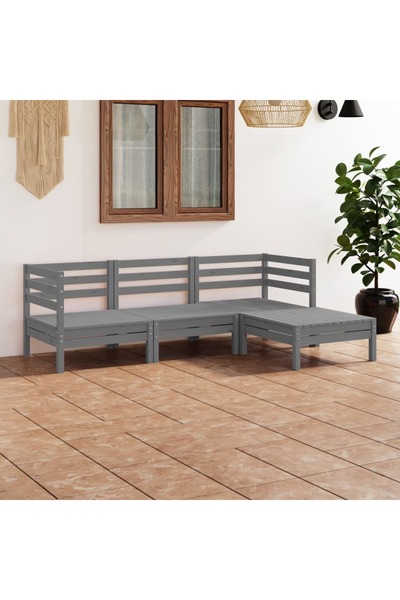 Concept Σετ επίπλων κήπου, 4 τεμάχια, γκρι, μασίφ ξύλο πεύκου