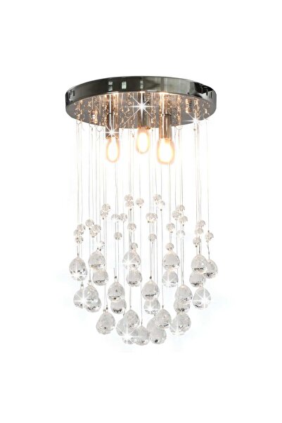 Concept Πολυέλαιος με Με χάντρες , ασημί, σφαίρα, 3 λάμπες G9