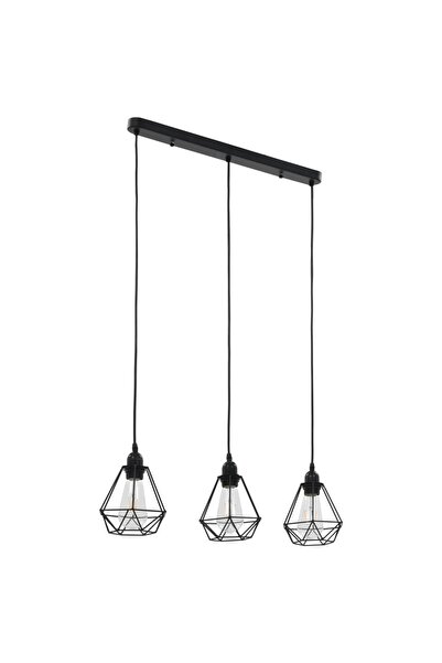 Concept Lustră, design diamant, negru, 3 becuri x E27